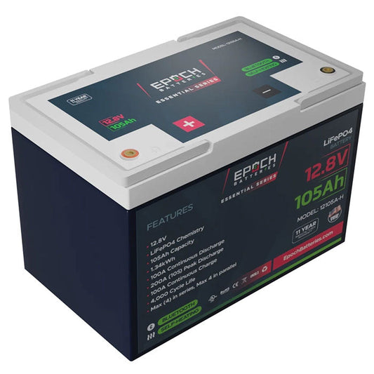 Epoch Batteries 12V 105Ah Essential Series LiFePO4 Battery