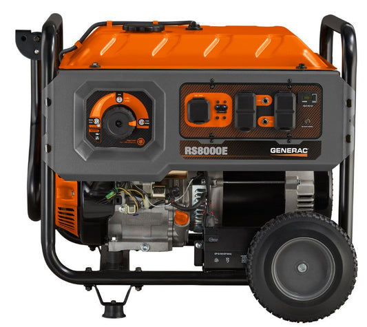 Generac RS8000E 8000W/10000W Portable Generator Electric Start with 25 Foot Cord Gas
