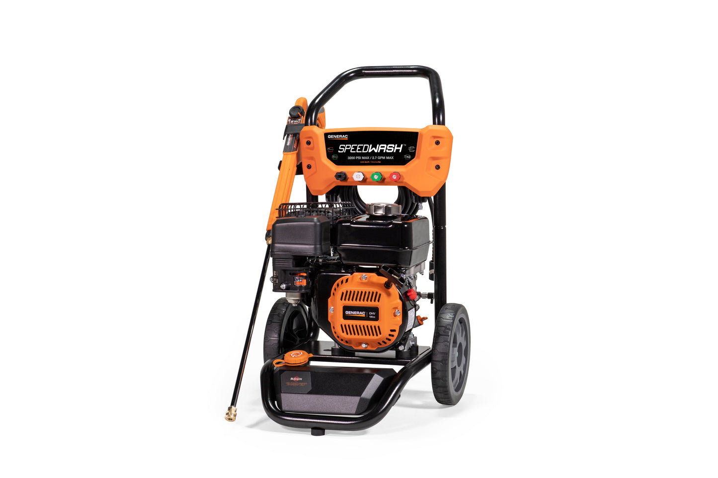 Generac 8912 SpeedWash 3200 PSI 2.7 GPM Pressure Washer Residential Gas Recoil Start w/ Power Broom
