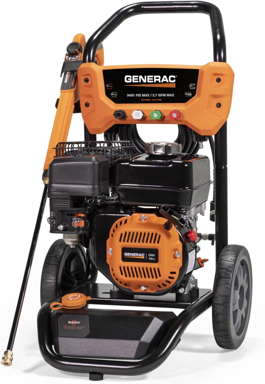 Generac 8913 Pressure Washer with Soap Tank 3400 PSI 2.7 GPM Residential Gas