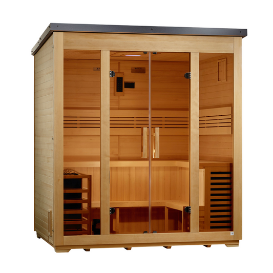 Golden Designs Vorarlberg 5-Person Traditional Flat Roof Outdoor Sauna - side
