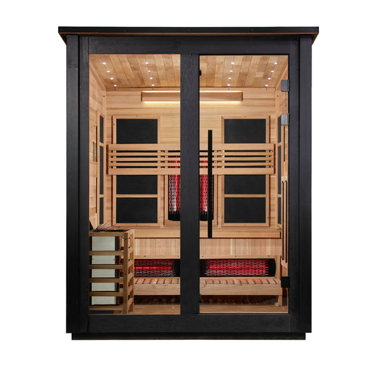 Golden Designs Kaskinen 6-Person, 2-Tone Barn Hybrid Outdoor Sauna - Front