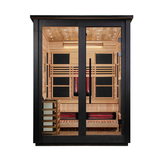Golden Designs Loviisa 3-Person Black Barn Hybrid Outdoor Sauna - Front