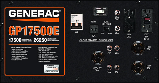 Generac GP17500E 17500W/26250W Gas Generator Electric Start