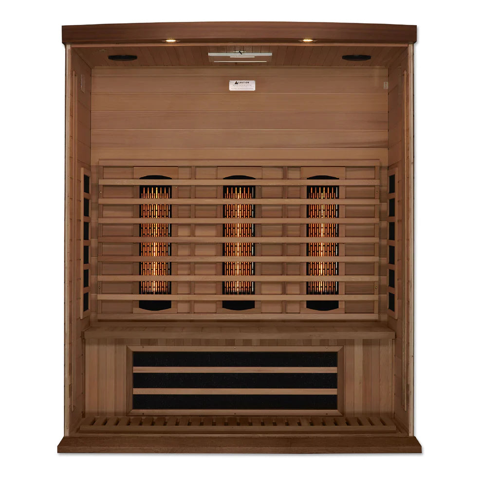 Maxxus 3 Person Cedar Full Spectrum Near Zero Infrared Sauna, MX-M306-01-FS CED, Interior on white background