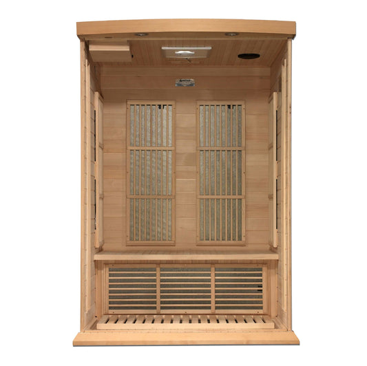 Inside Maxxus 2 Person Near Zero EMF FAR Infrared Sauna MX-K206-01-ZF Interior on white background
