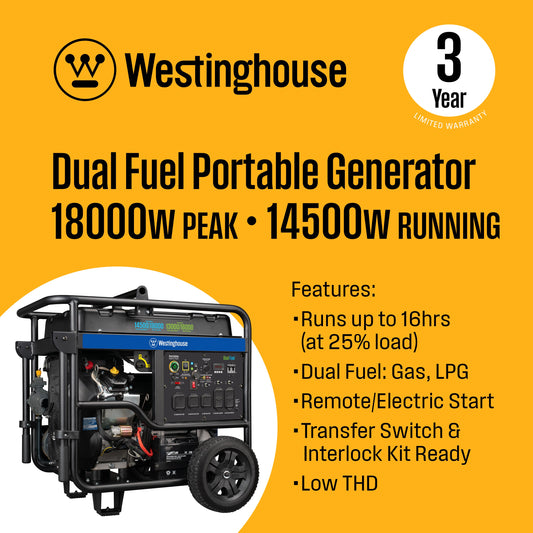 WGen14500DFc Generator - Dual Fuel with CO Sensor