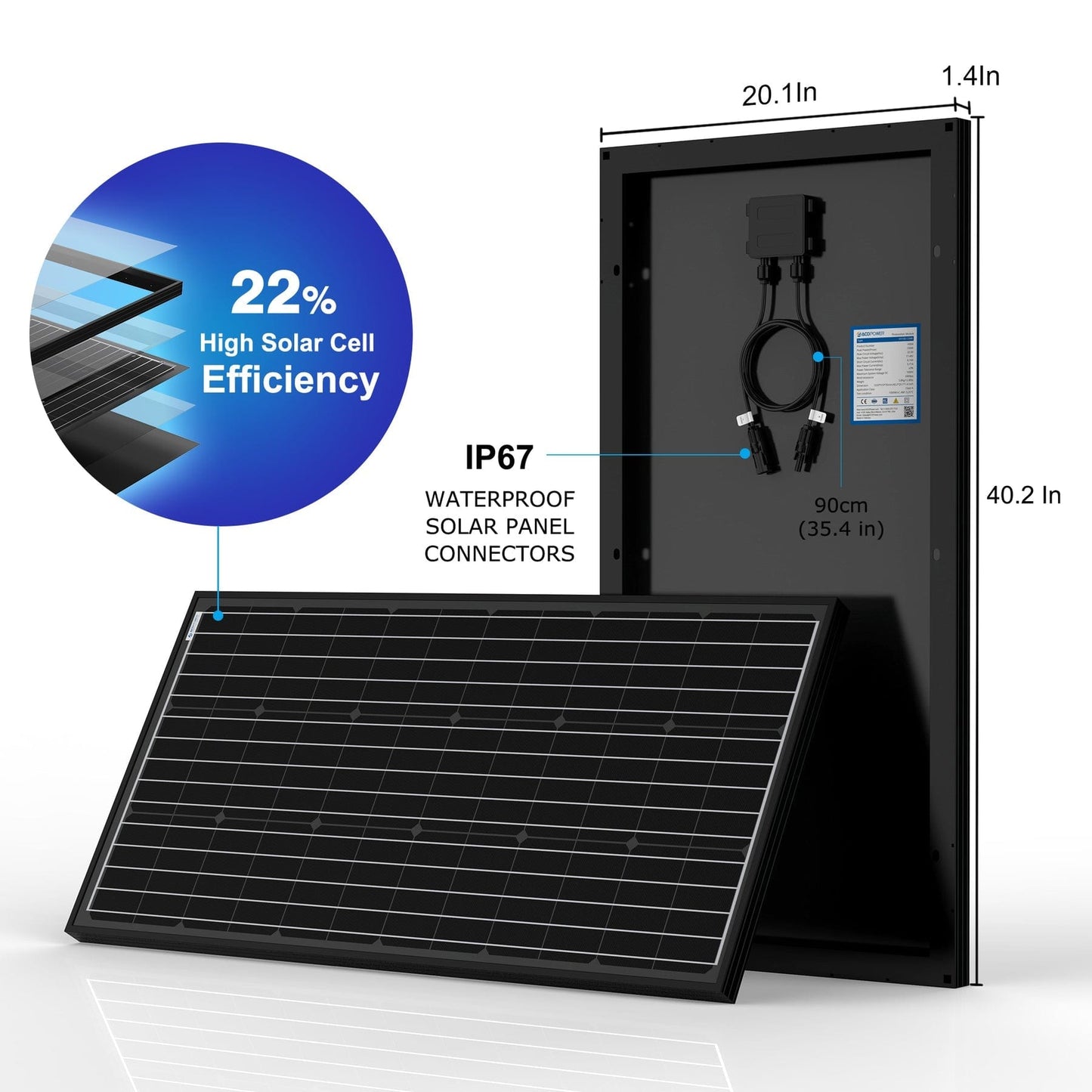 Acopower 100W mono
600Ah/3kW
(3x200Ah) Li600Ah M600w