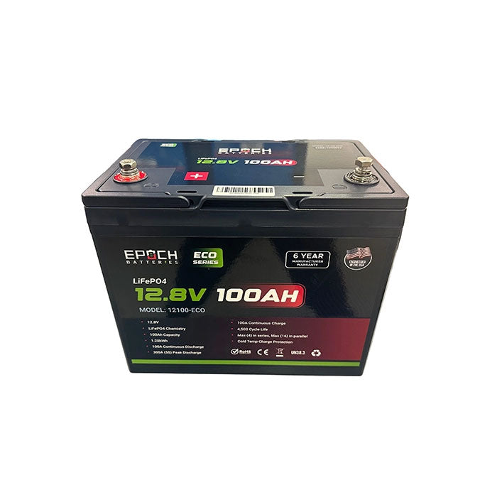 Epoch Batteries 12V 100Ah Eco Series LiFePO4 Lithium Battery