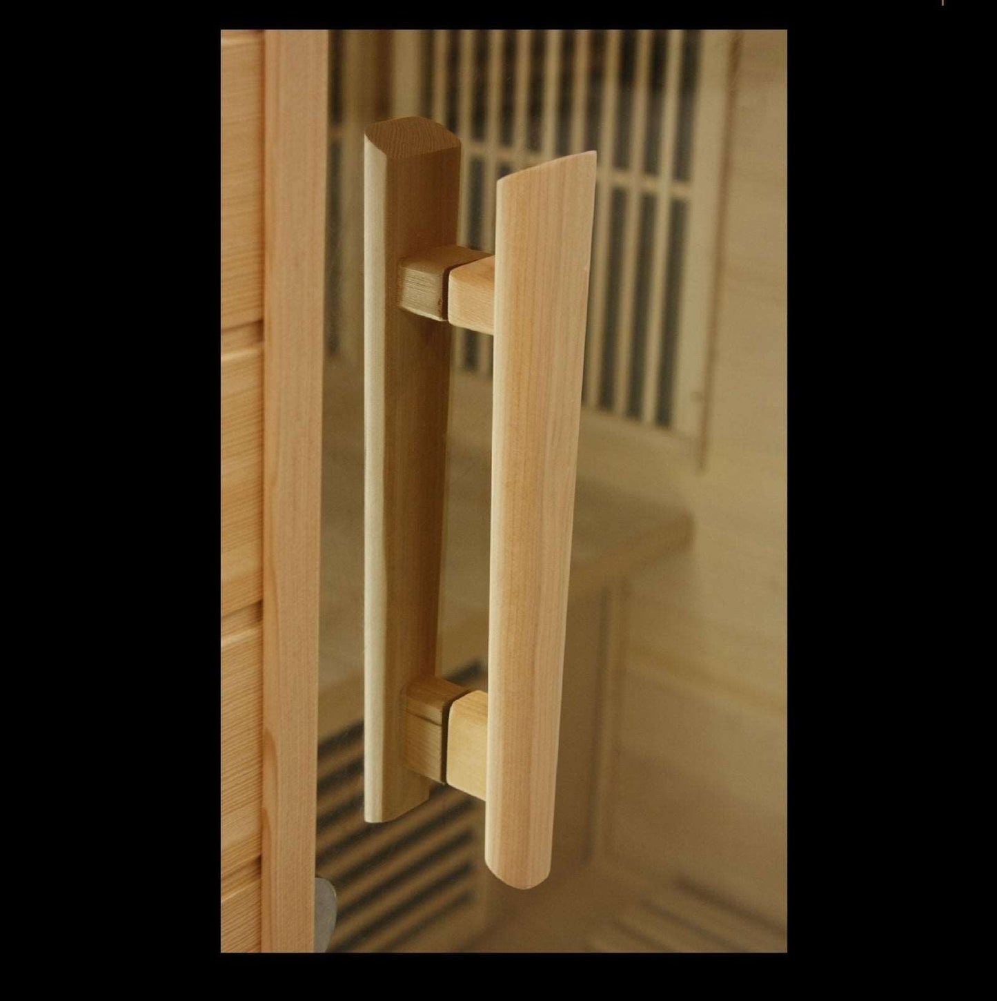 Maxxus 3 Person Corner Low EMF FAR Infrared Canadian Red Cedar Sauna MX-K356-01 CED Door Handle