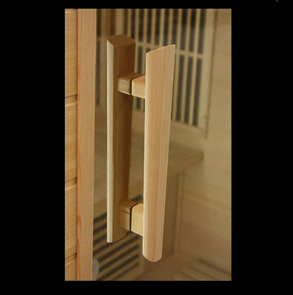 Maxxus 3 Person Corner Low EMF FAR Infrared Canadian Red Cedar Sauna MX-K356-01 CED Door Handle
