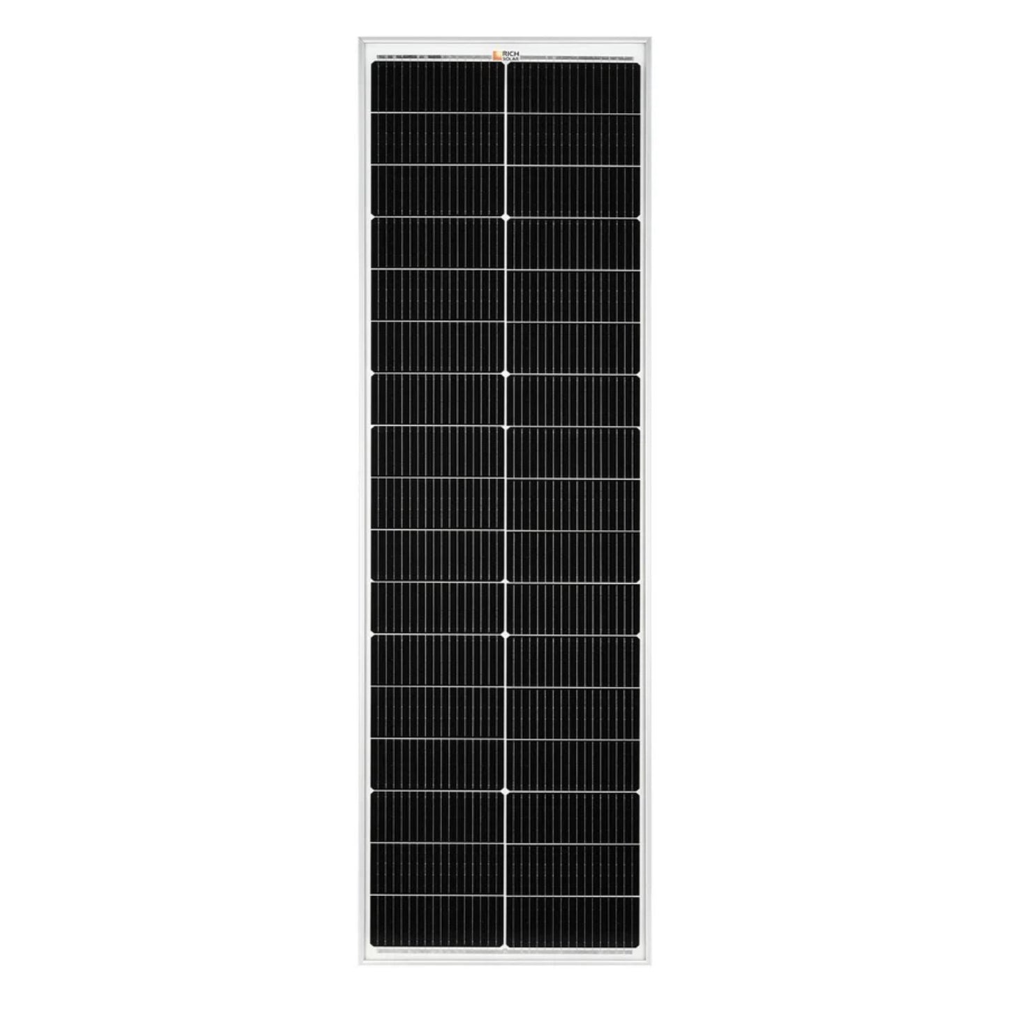 Rich Solar MEGA 100 SLIM 100 Watt Slim Solar Panel | Compact 12V Off-Grid Narrow Solar Panel for Vans, Overlanders, Boats | 25-Year Output Warranty