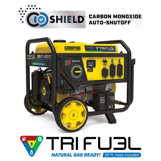 Champion 201169 6500W/8125W Generator Tri-Fuel Gas Propane Natural Gas CO Shield Electric Start New