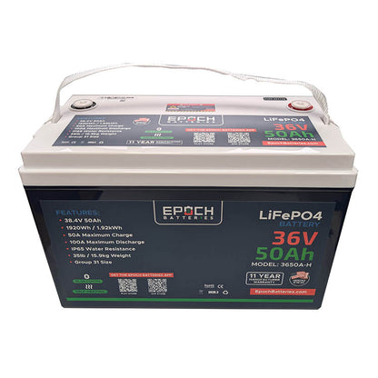 Epoch Batteries 36V 50Ah Essential Series LiFePO4 Battery