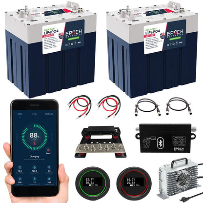 Epoch Batteries 48V 60Ah GC2 Golf Cart LiFePO4 Lithium Battery Complete Kit