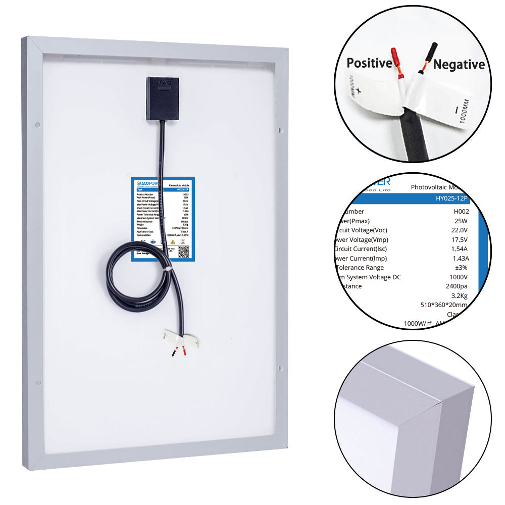 Acopower 25W Off-grid Solar Kits, 5A charge controller with SAE connector