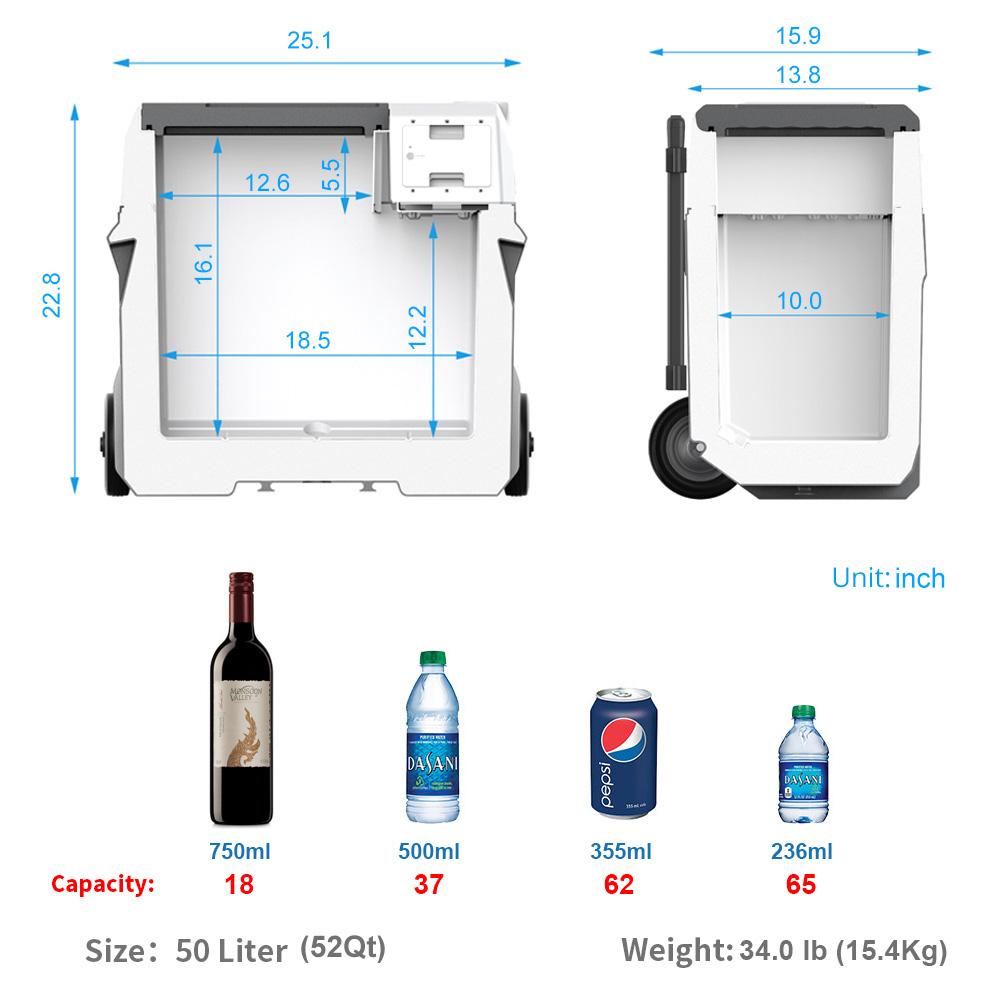 Acopower 50L/52Quarts Fridge Battery Combo