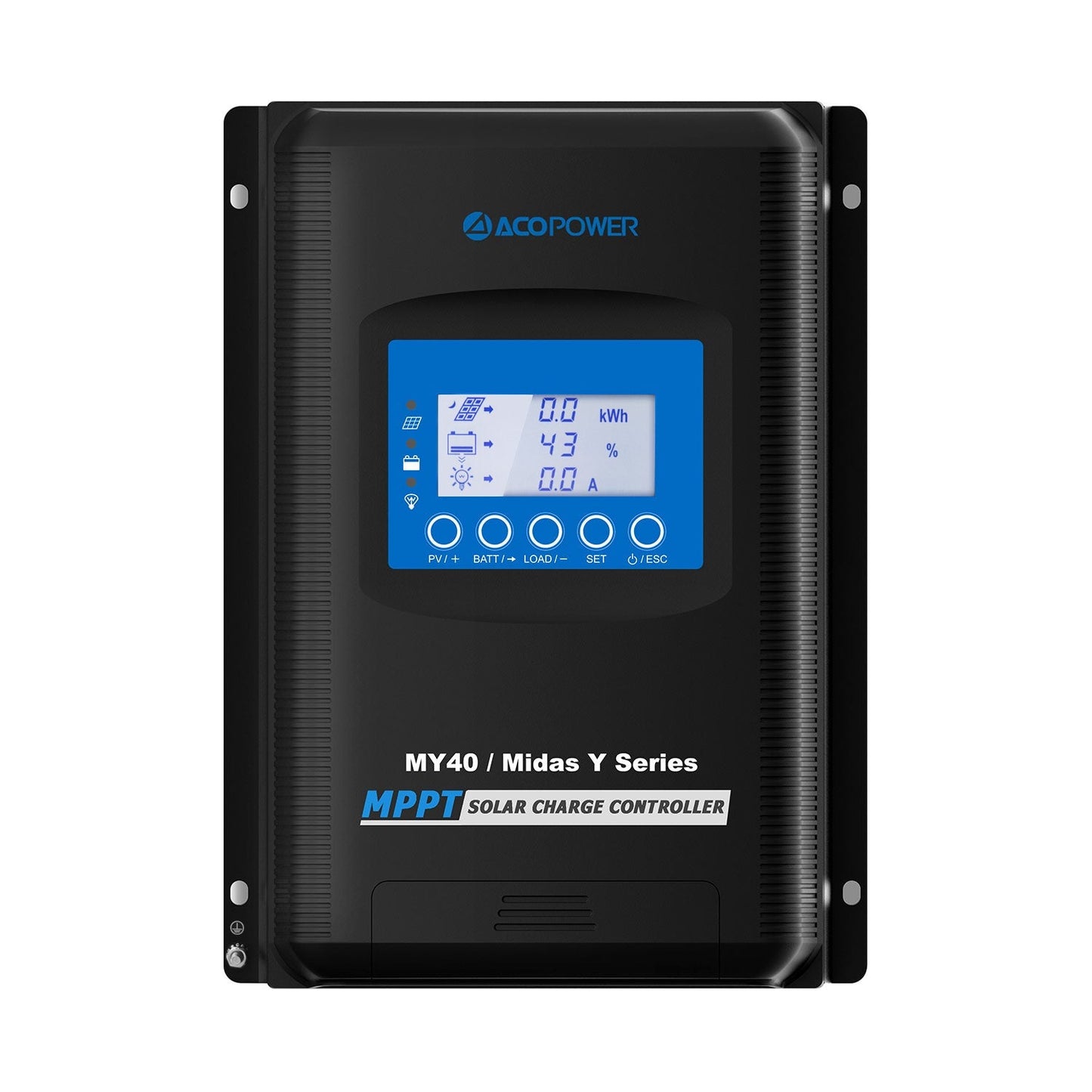 Acopower Midas 40A MPPT Negative Ground Solar Panel Charge Controller LCD Display