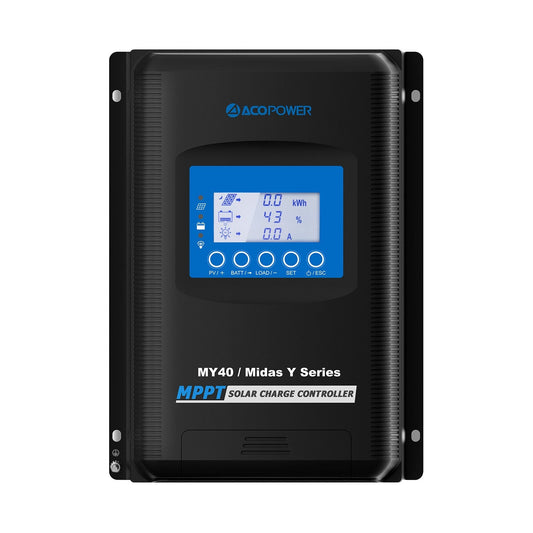 Acopower Midas 40A MPPT Negative Ground Solar Panel Charge Controller LCD Display