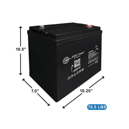 AIMS Power 6V 225Ah AGM Deep-Cycle Heavy Duty GC2 Battery dimension