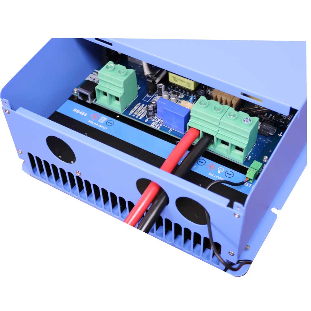 AIMS Power 80 Amp MPPT Solar Charge Controller Inputs With Wires