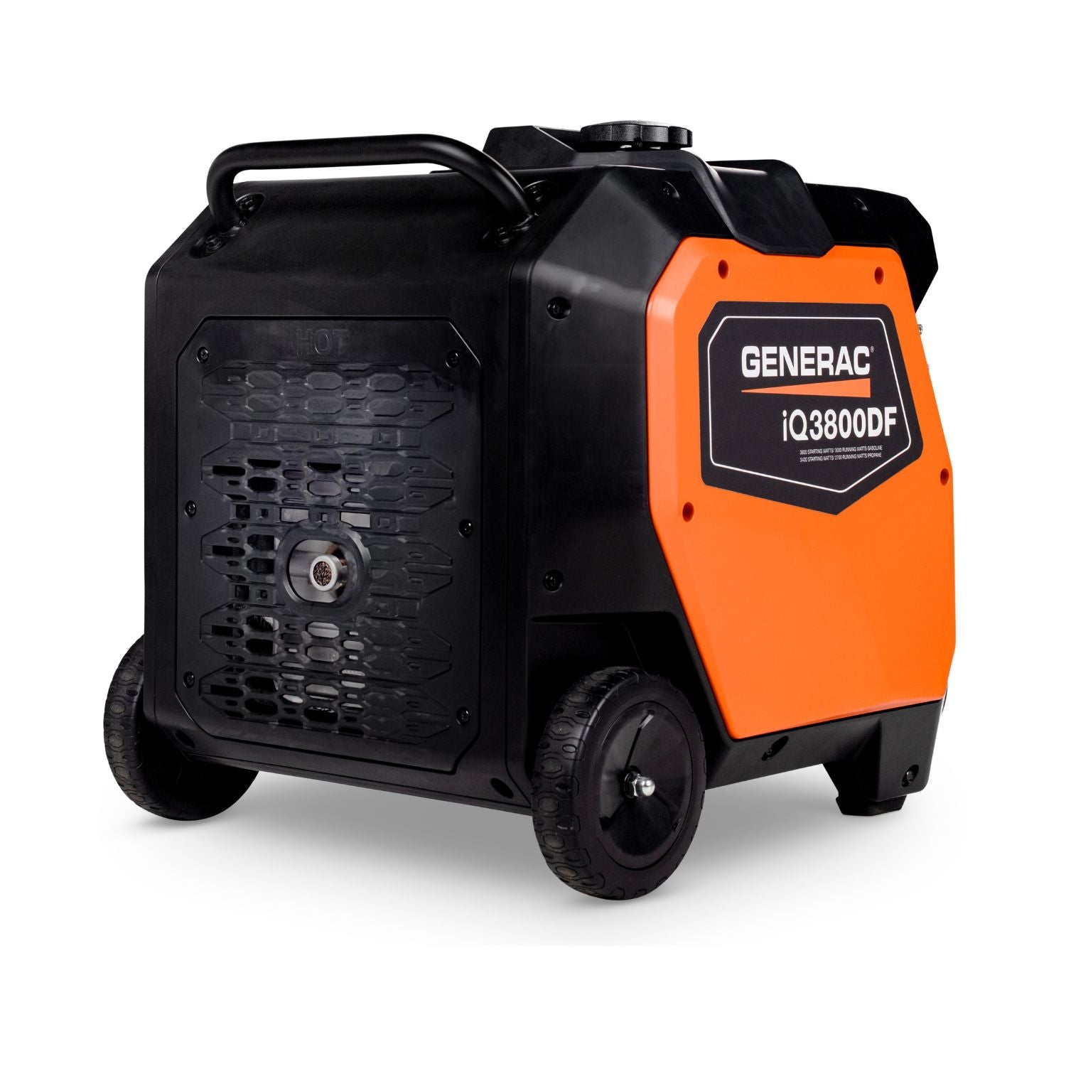 Back view of Generac iQ3800 Dual Fuel inverter generator