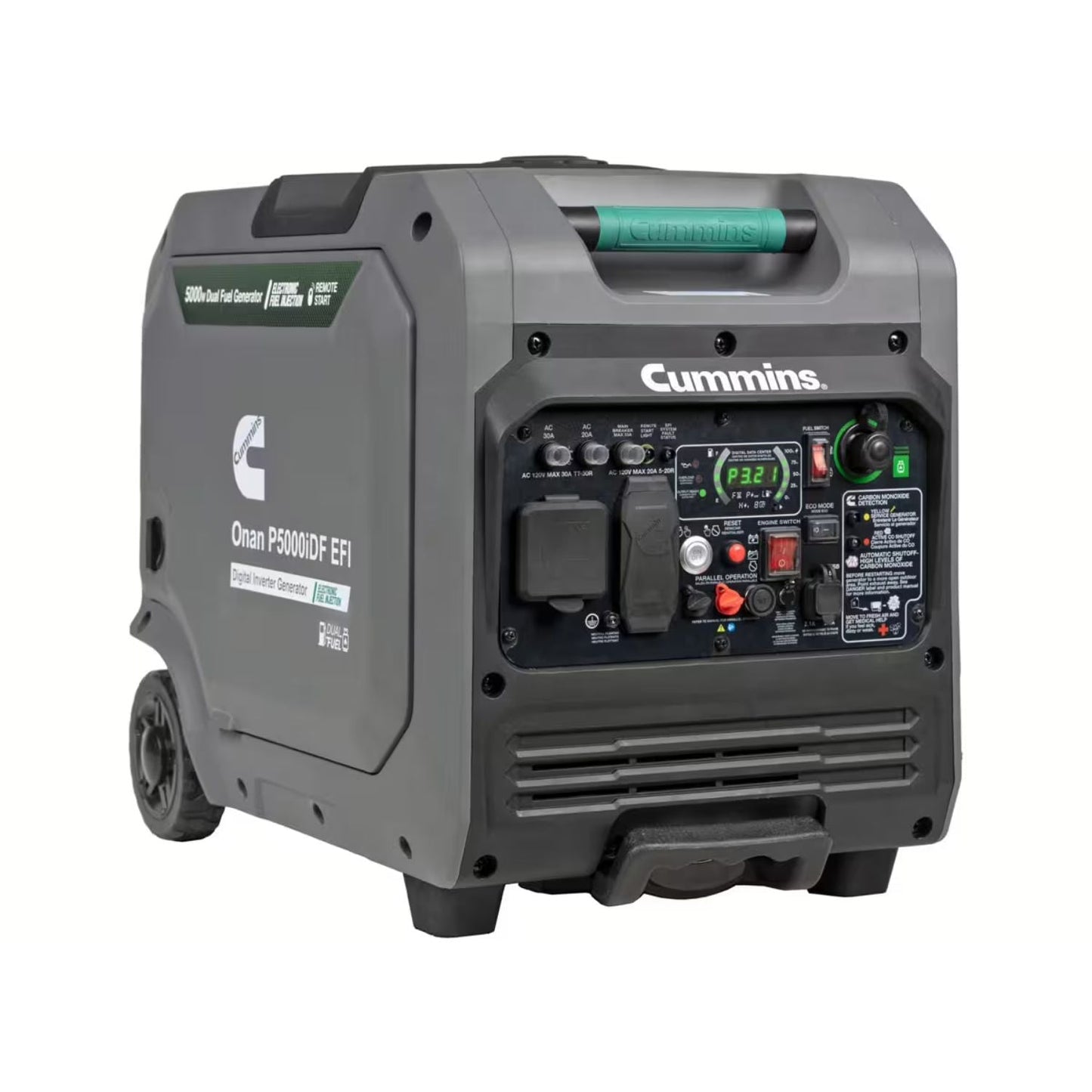 Cummins Onan P5000iDF EFI Dual Fuel Generator Left And Front View