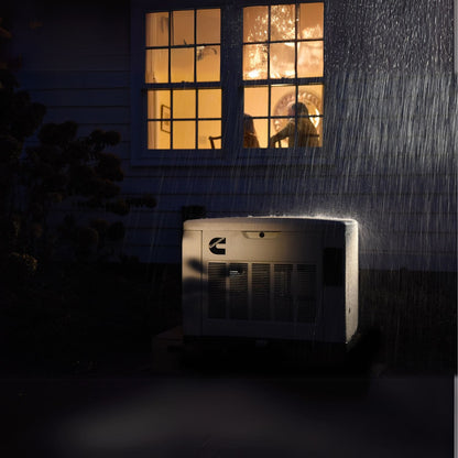 Cummins RS13A 13kW Home Standby Generator installed outside at night