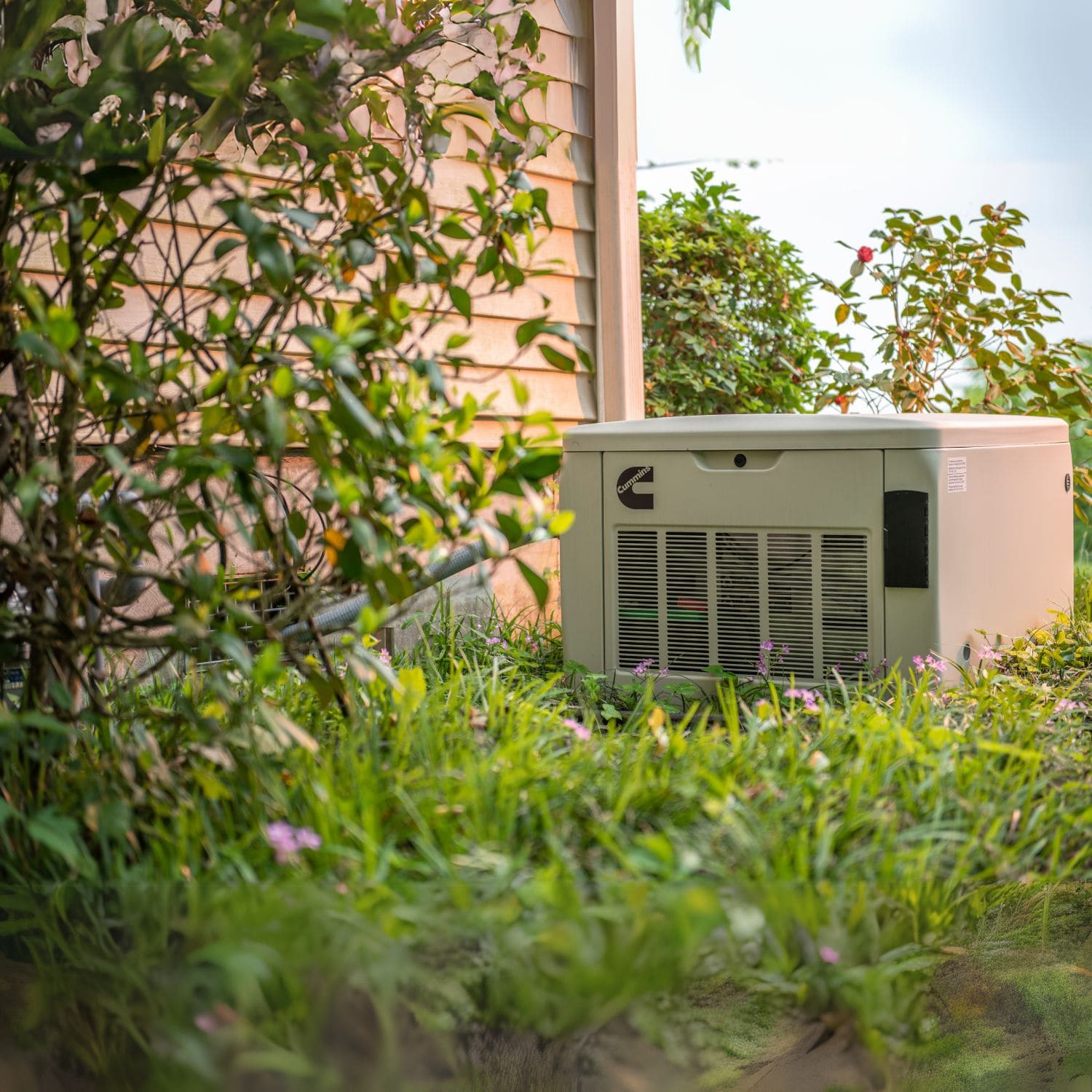 Cummins RS17A 17kW Home Standby Generator installed in the backyard