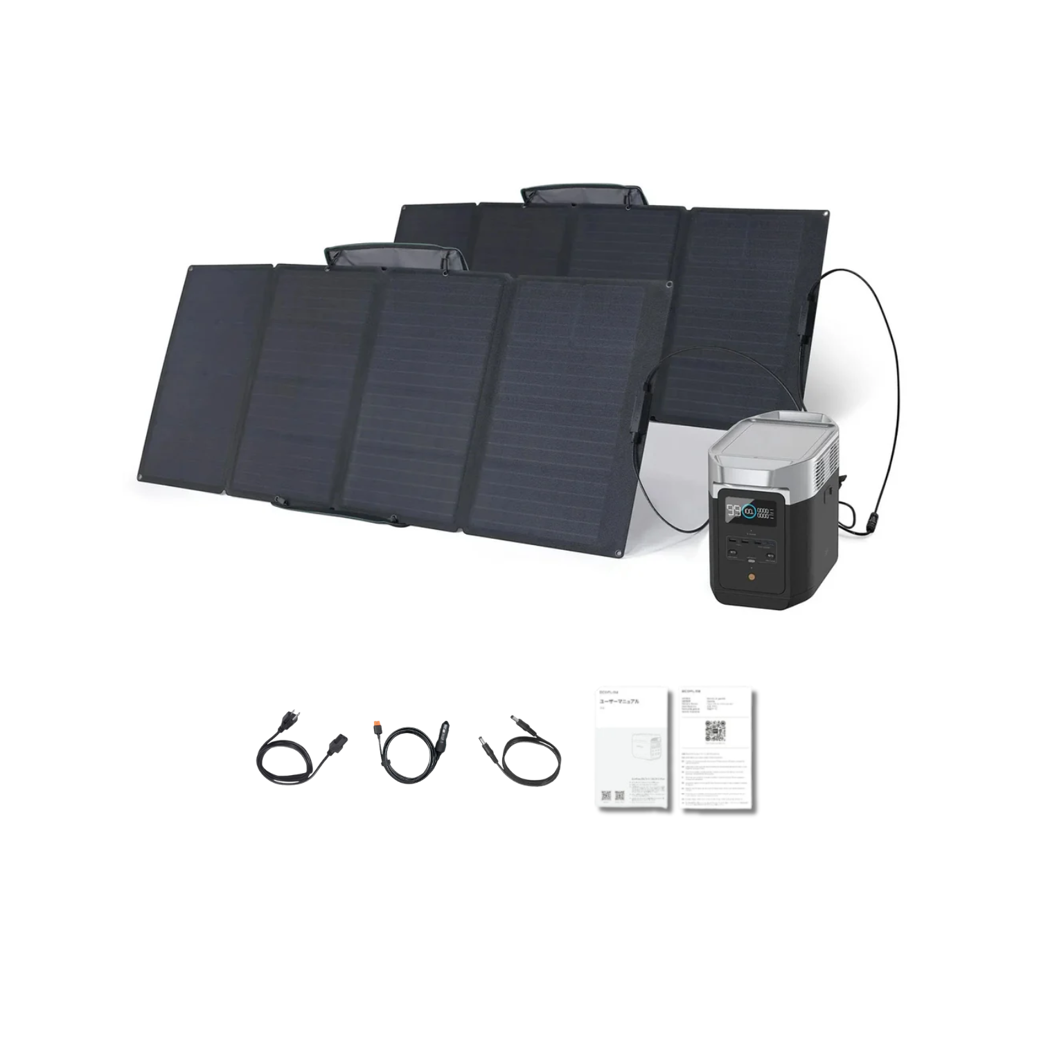 EcoFlow DELTA 2 Portable Power Station + 2 x 160W Solar Panels Inclusions