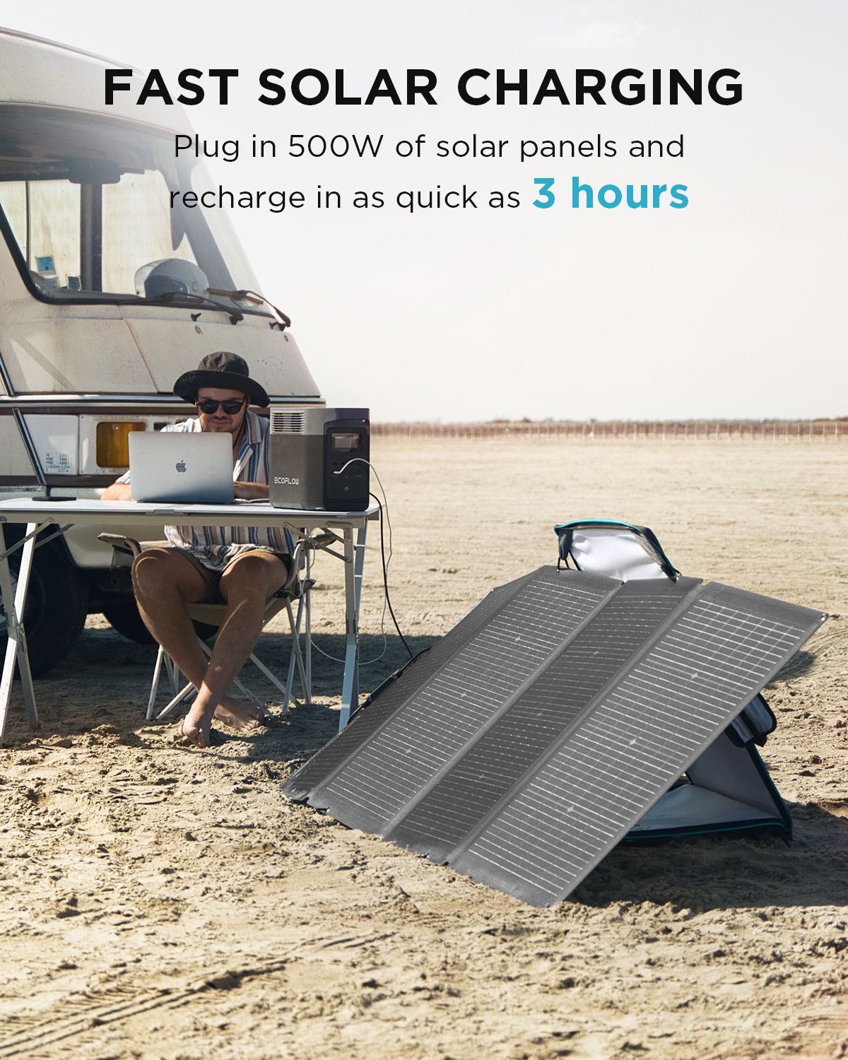 EcoFlow DELTA 2 Portable Power Station charging with a solar panel