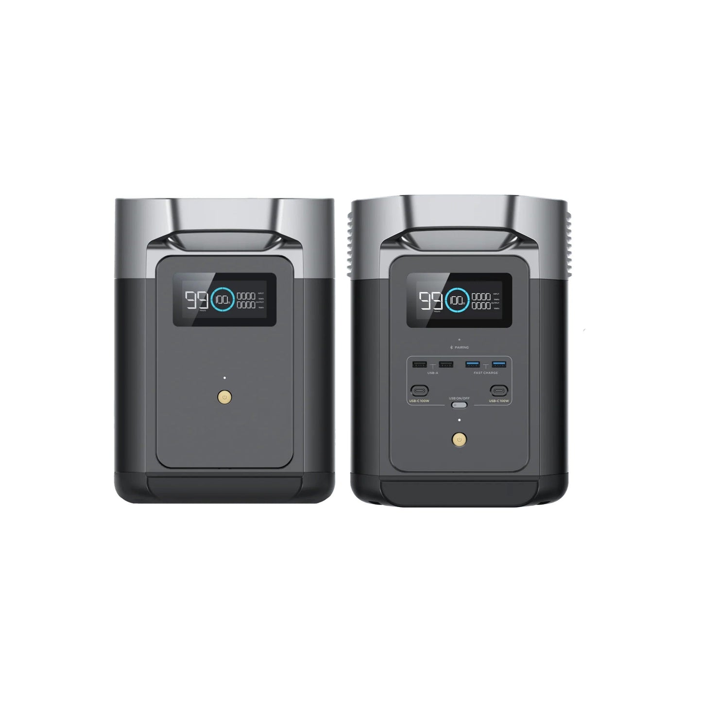 EcoFlow DELTA 2 Power Station Wioth A DELTA 2 Smart Extra Battery Front View