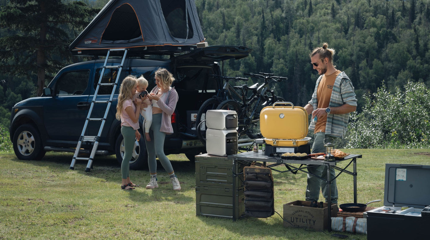EcoFlow DELTA 3 Plus Portable Power Station Running A Grill On A Camping Trip