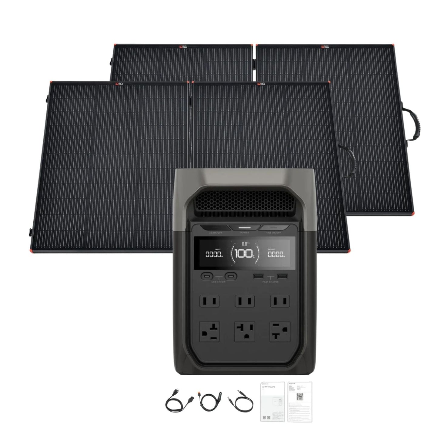 EcoFlow DELTA 3 Portable Power Station with Two 200W Rich Solar Panel