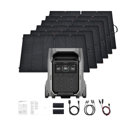 EcoFlow DELTA Pro + 6x 200W Portable Briefcase Solar Panels Inclusions