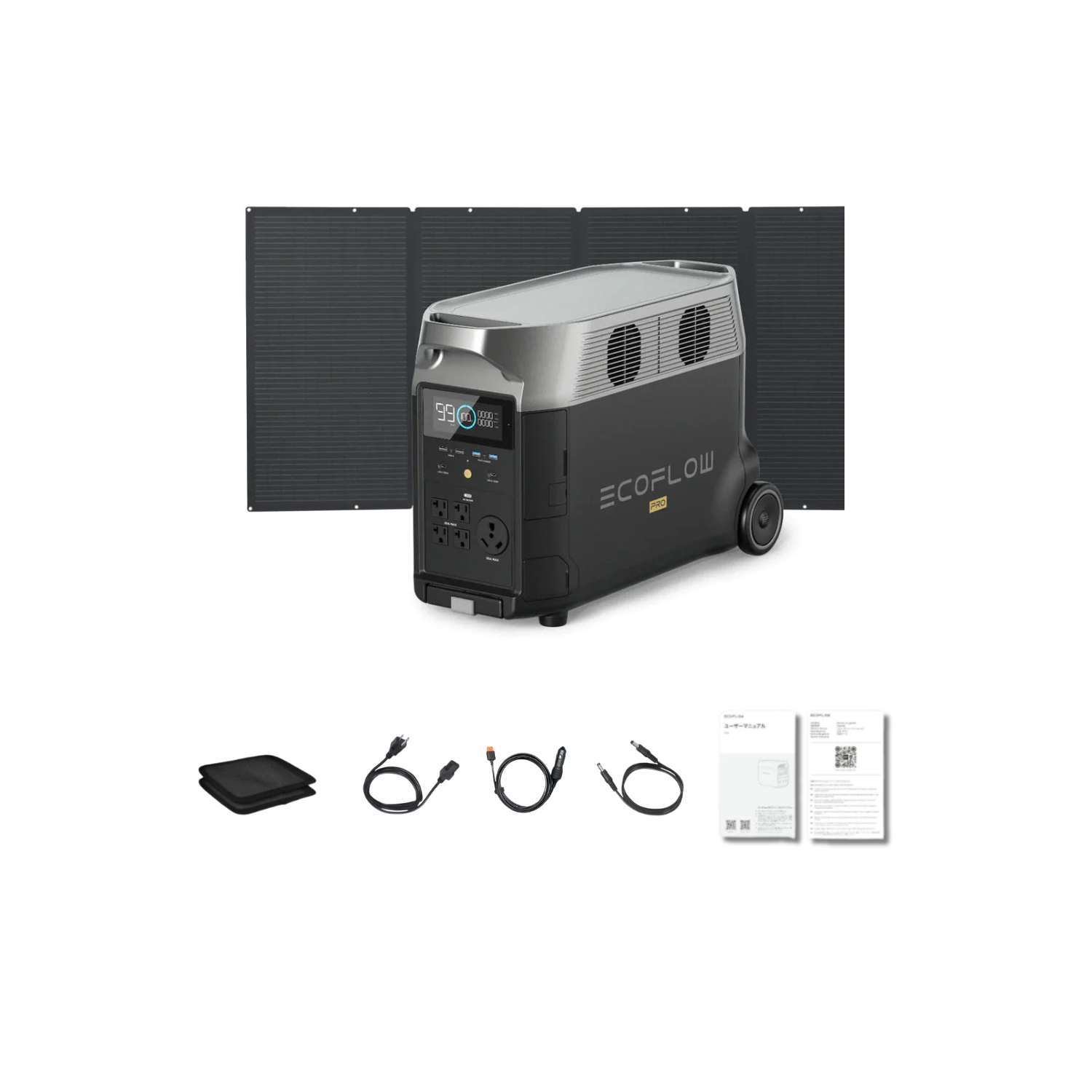 EcoFlow DELTA Pro Portable Power Station + 1 x 400W Portable Solar Panel Inclusions