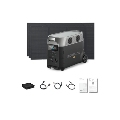 EcoFlow DELTA Pro Portable Power Station + 3 x 400W Portable Solar Panels Inclusions