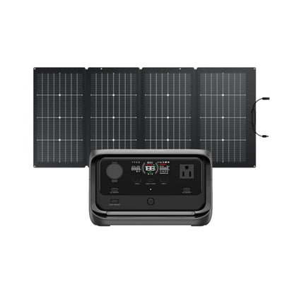 EcoFlow RIVER 3 Max Portable Power Station Front with 220W Bifacial Solar Panel