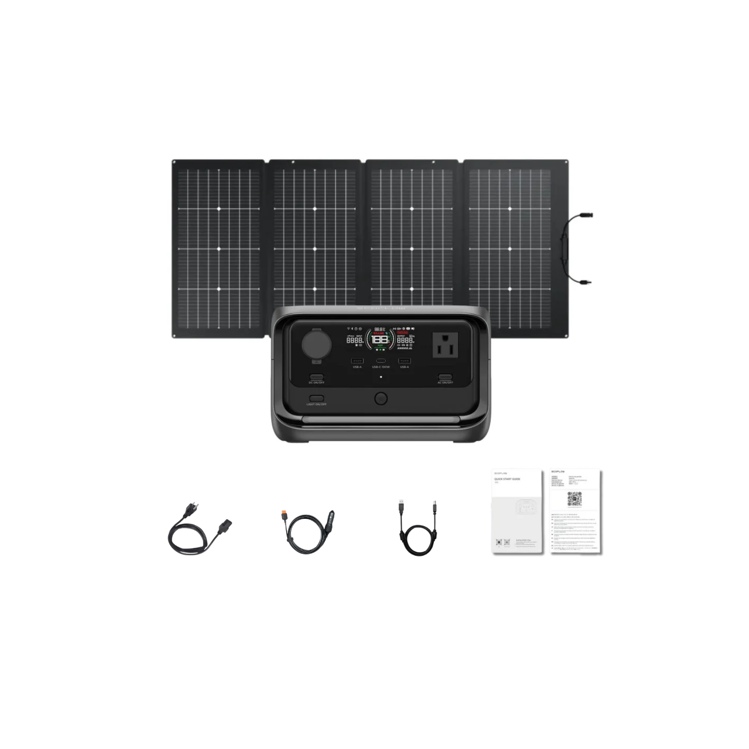 EcoFlow RIVER 3 Plus Portable Power Station + 220W Bifacial Portable Solar Panel Inclusions