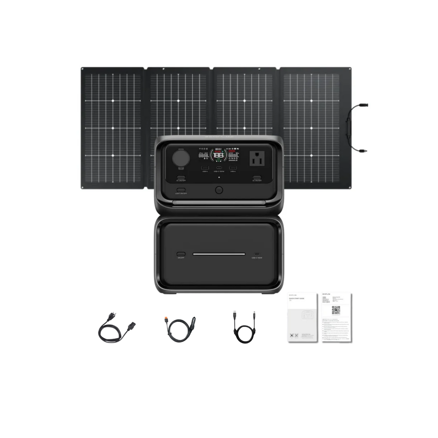EcoFlow RIVER 3 Plus Portable Power Station + Extra Battery 600 + 220W Bifacial Portable Solar Panel Inclusions