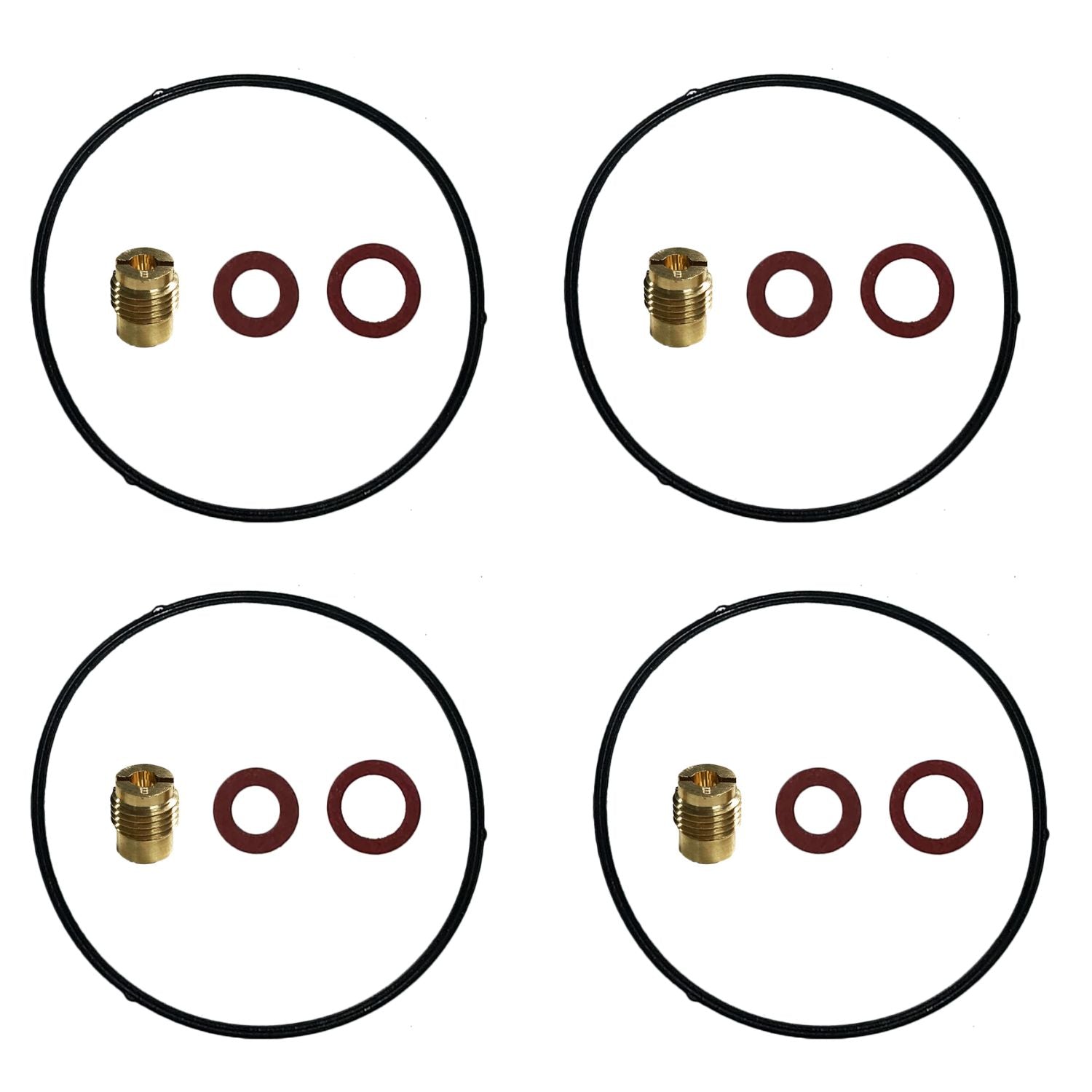 Four sets of brass connectors and washers of Cummins High Altitude Carburetor Kit 224cc