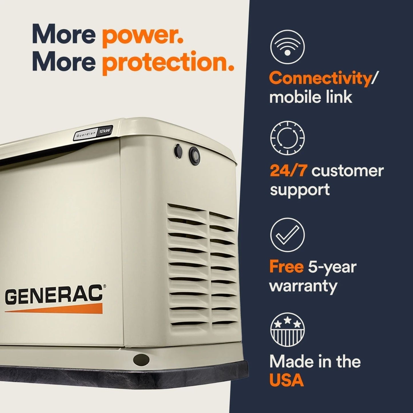 Generac 10kW Standby Generator with built-in Wi-Fi connectivity