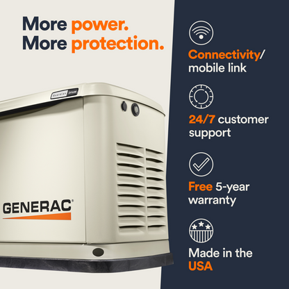 Generac 20kW Standby Generator with built-in Wi-Fi connectivity