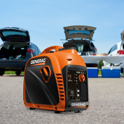 Generac 2500i Inverter Generator placed on the ground outdoors
