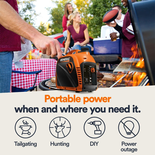 Generac 2500i Portable Inverter Generator powering a picnic in the outdoors