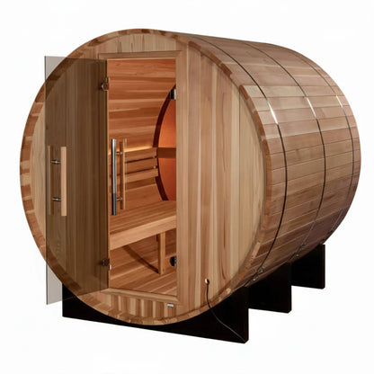Outdoor Barrel Sauna on white background