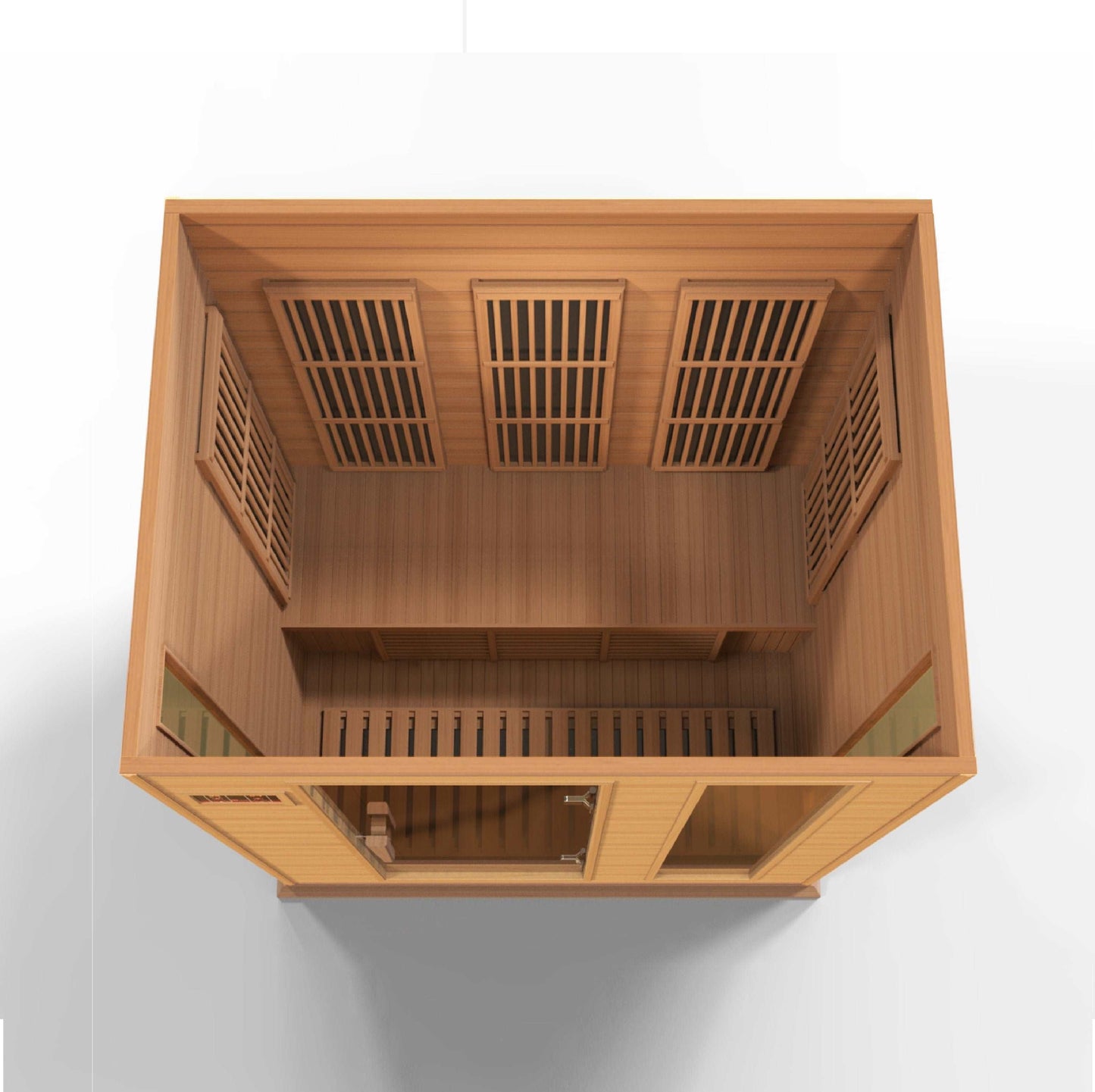 Maxxus 3 Person Low EMF FAR Infrared Canadian Red Cedar Sauna MX-K306-01 CED Top View on white background