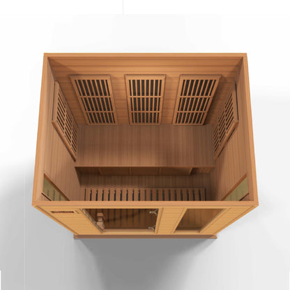 Maxxus 3 Person Low EMF FAR Infrared Canadian Red Cedar Sauna MX-K306-01 CED Top View on white background