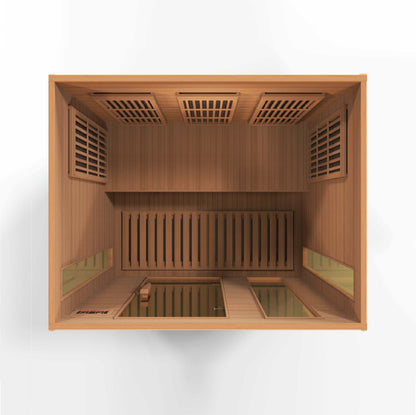 Maxxus 3 Person Low EMF FAR Infrared Canadian Red Cedar Sauna MX-K306-01 CED Top View on white background