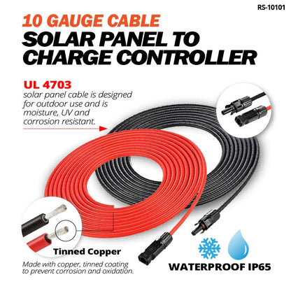 Rich Solar 10 Gauge_10AWG_Red And Black Cable Wire Connect Solar Panel to Charge Controller Specification